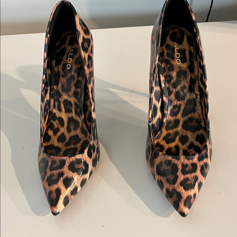 Aldo Leopard Print Pattern Leather Heels Size 8.5